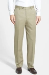 Berle Flat Front Classic Fit Wool Gabardine Dress Pants In Tan