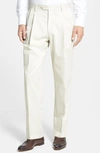 Berle Pleated Classic Fit Cotton Dress Pants In Stone