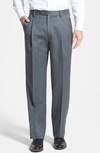 Berle Pleated Classic Fit Wool Gabardine Dress Pants In Medium Grey