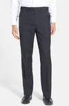 Berle Self Sizer Waist Plain Weave Flat Front Washable Trousers In Black