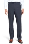 Berle Self Sizer Waist Plain Weave Flat Front Washable Trousers In Navy