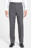 Berle Self Sizer Waist Plain Weave Flat Front Washable Trousers In Medium Grey