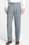 Berle Self Sizer Waist Plain Weave Flat Front Washable Trousers In Light Grey