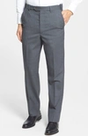 Berle Self Sizer Waist Flat Front Lightweight Plain Weave Classic Fit Trousers In Medium Grey