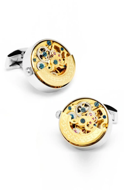 Ox & Bull Trading Co. Ox And Bull Trading Co. Watch Movement Cuff Links In Silver/ Gold