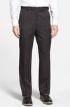 Berle Self Sizer Waist Flat Front Classic Fit Microfiber Trousers In Black