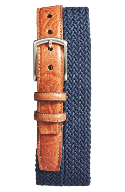 Torino Braided Stretch Cotton Belt In Navy
