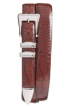 Torino Alligator Embossed Leather Belt In Cognac