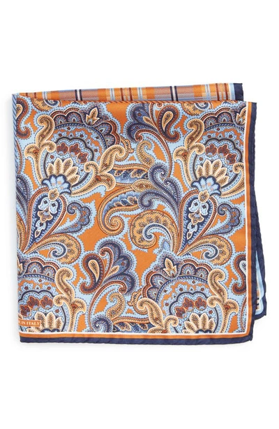 Nordstrom Men's Shop Shop 'three Panel' Silk Pocket Square In Orange