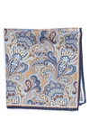 Nordstrom Men's Shop Shop 'three Panel' Silk Pocket Square In Brown/blue