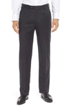 Berle Lightweight Flannel Flat Front Classic Fit Dress Trousers In Charcoal