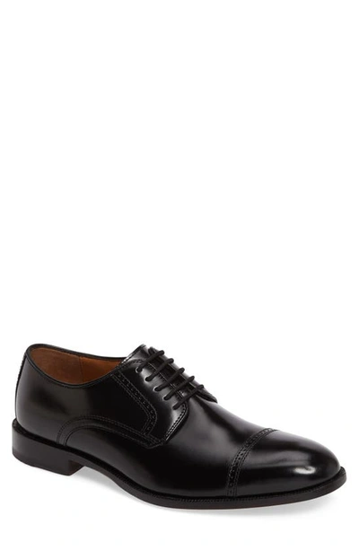 Johnston & Murphy Bradford Cap Toe Derby In Black Leather