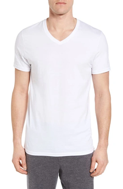 Nordstrom Men's Shop 4-pack Trim Fit Supima® Cotton V-neck T-shirts In White