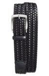 Torino Woven Leather Belt In Black