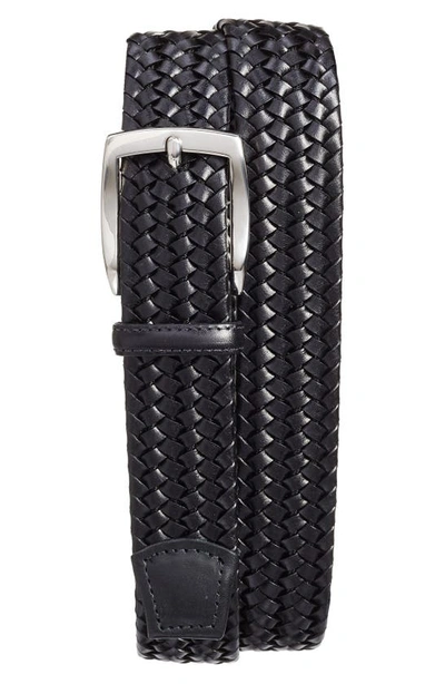 Torino Woven Leather Belt In Black