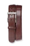 Torino Lizard Leather Belt In Cognac