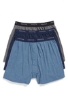Nordstrom Men's Shop 3-pack Supima® Cotton Boxers In Navy/ Charcoal/ Blue