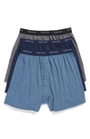 Nordstrom Men's Shop Nordstrom 3-pack Supima® Cotton Boxers In Navy/ Charcoal/ Blue