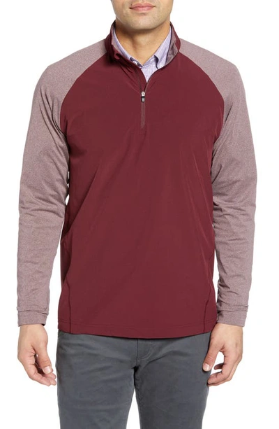 Cutter & Buck Response Hybrid Overknit Quarter Zip Pullover In Bordeaux