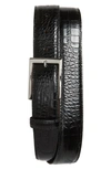 Torino Gator Grain Embossed Leather Belt In Black