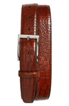 Torino Gator Grain Embossed Leather Belt In Cognac