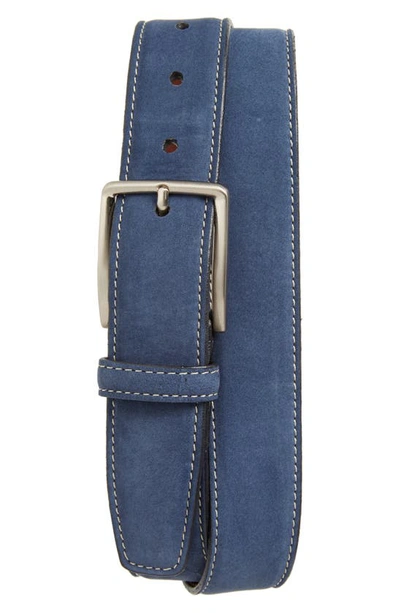 Torino Nubuck Leather Belt In Blue