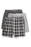 Nordstrom Men's Shop 3-pack Classic Fit Boxers In Black- White Plaid Pack