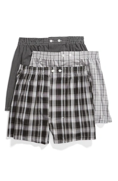 Nordstrom Men's Shop 3-pack Classic Fit Boxers In Black- White Plaid Pack