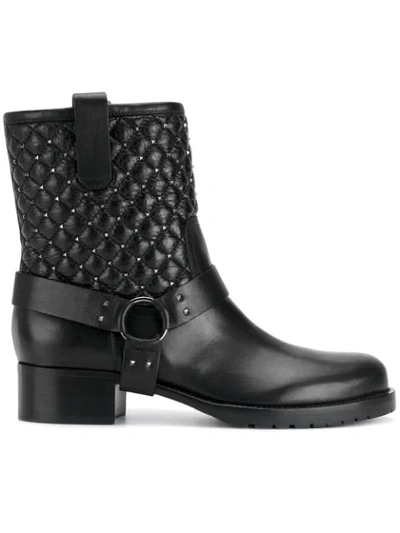 Valentino Garavani Soul Rockstud Leather Ankle Boots In Black