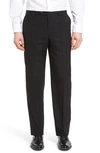 Berle Lightweight Plain Weave Flat Front Classic Fit Trousers In Black