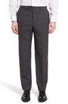 Berle Lightweight Plain Weave Flat Front Classic Fit Trousers In Grey