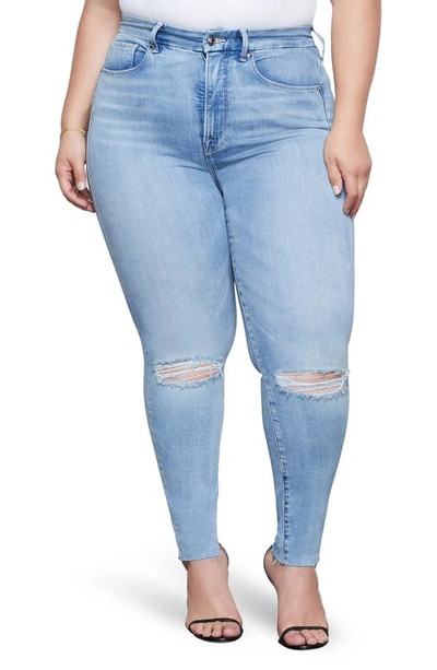 Good American Good Waist Ripped High Waist Crop Skinny Jeans In Indigo138