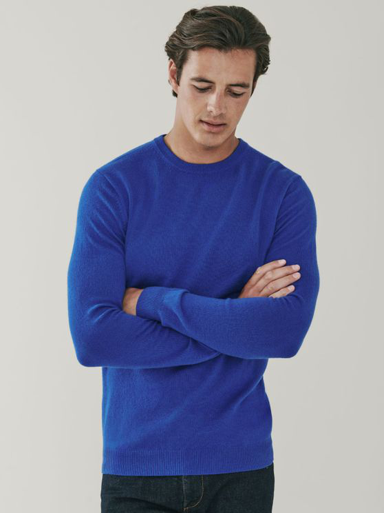 Mr Q Canyon Cashmere Crew Neck Sweater - Azure Blue | ModeSens