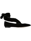 The Row Elodie Lace-up Suede Ballet Flats In Black
