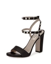 Valentino Garavani Rockstud Leather Ankle-strap Sandals In Camel Rose