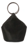 Olga Berg Bianca Ball Mesh Handle Bag In Black