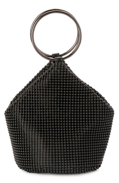 Olga Berg Bianca Ball Mesh Handle Bag In Black