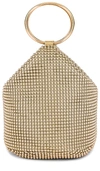 Olga Berg Bianca Ball Mesh Handle Bag In Gold