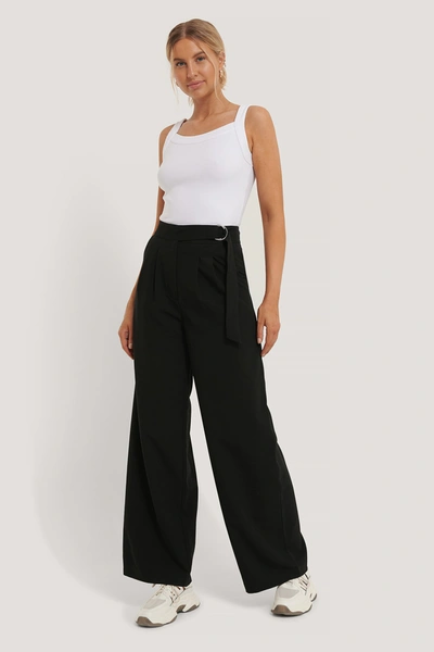 Na-kd Classic D-ring Belted Suit Pants Black