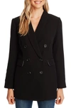 Cece Double Breasted Twill Blazer In Rich Black