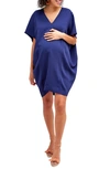 Nom Maternity Marianna Dolman-sleeve Maternity & Nursing Dress In Navy