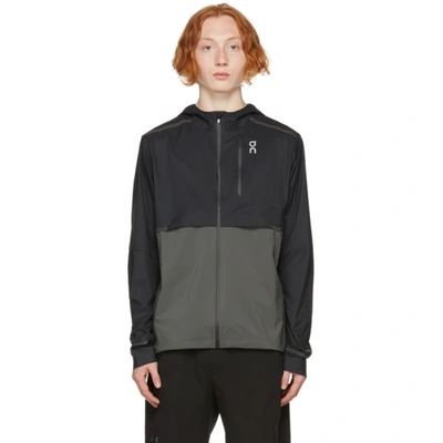 On Weather Colour-block Micro-ripstop Hooded Jacket In Black