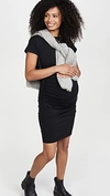 Blanqi Everyday Maternity Cap Sleeve Crewneck Dress In Black