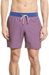 Fair Harbor The Bayberry Wave Print Swim Trunks In Red