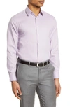 Nordstrom Men's Shop Extra Trim Fit Non-iron Solid Stretch Dress Shirt In Purple Bloom Micro Plaid