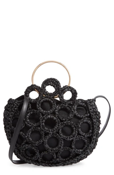 Mali + Lili Rachel Crochet Half Moon Bag In Black