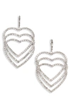 Cristabelle Crystal Open Heart Drop Earrings In Crystal/ Rhodium