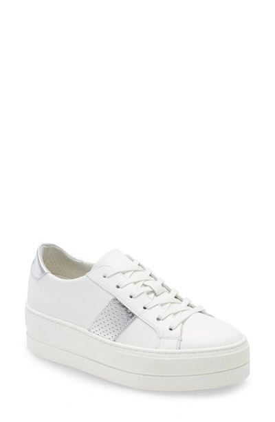 Bos. & Co. Maison Platform Sneaker In White/ Silver Leather