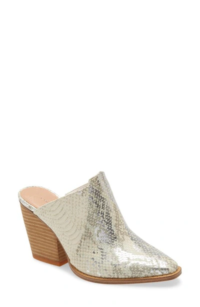 Chinese Laundry Beaute Mule In Cream/ Silver Faux Leather