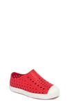 Native Shoes Babies' Jefferson Water Friendly Slip-on Vegan Sneaker In Torch Red/ Shell White